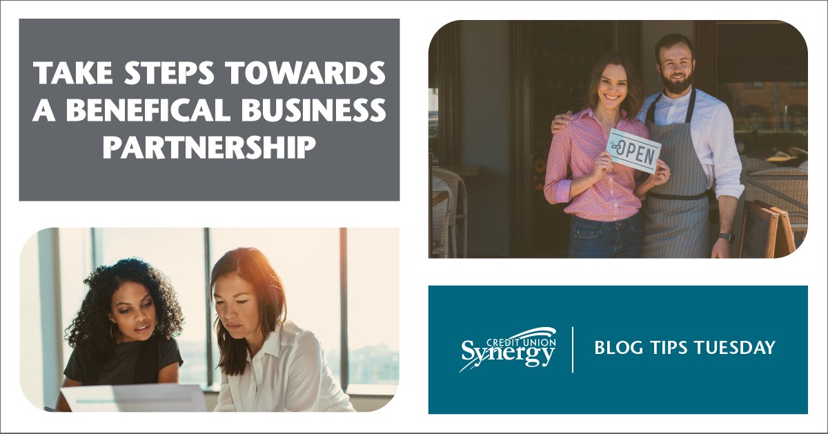 Synergycu's tweet photo. After years of careful planning, you and a friend decide to start a business. You dream of success, but you're also aware of the realities involved in such a venture. Here are some steps to help you build a beneficial business partnership: https://t.co/JBk3UHgsL5 #BlogTipsTuesday https://t.co/IwfayADrbU