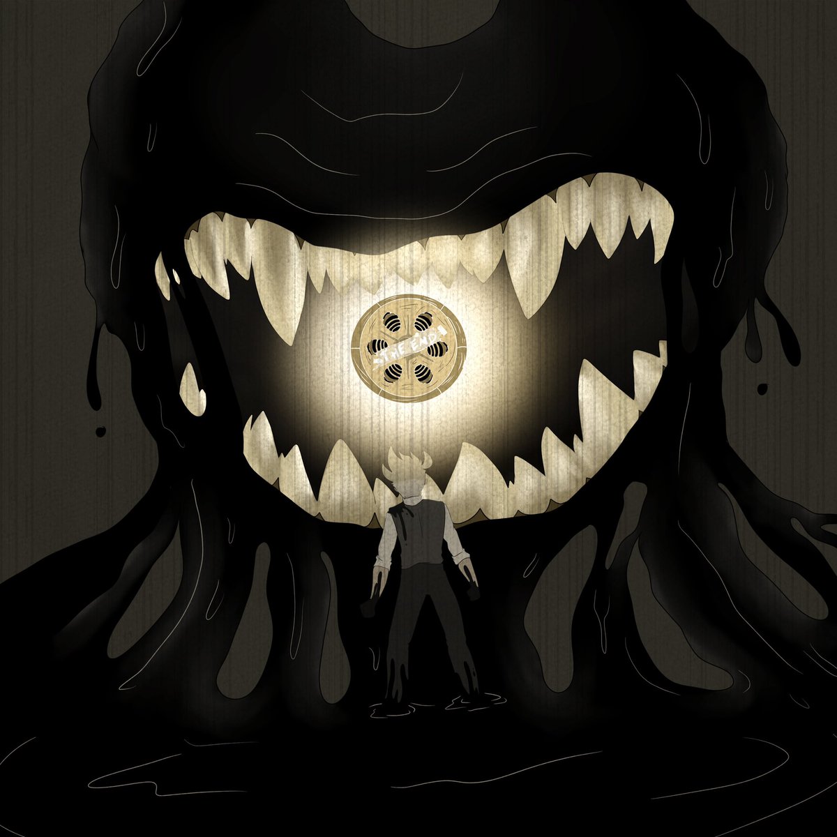 Inkspottie's tweet photo. Day 3: Reel 

The end is reel close, isn’t it Henry? 

#BENDY #Bendy_and_the_ink_machine #BATIM #inkdemonth https://t.co/u0oUKOvhCf