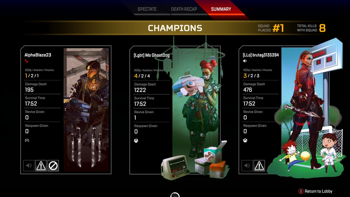 MsGhostii's tweet photo. What a way to spend my last season 9 game.GGs boys. Till we meet again in season 10 😜 
#Apex #ApexLegends https://t.co/pLeVNrkzbW