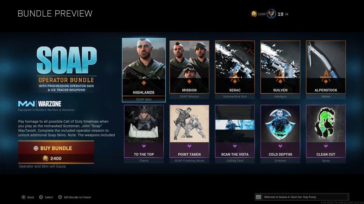 WarzoneIntel's tweet photo. BREAKING: Soap Operator Bundle is available now in #ModernWarfare and #Warzone. https://t.co/75xFsgS6p6