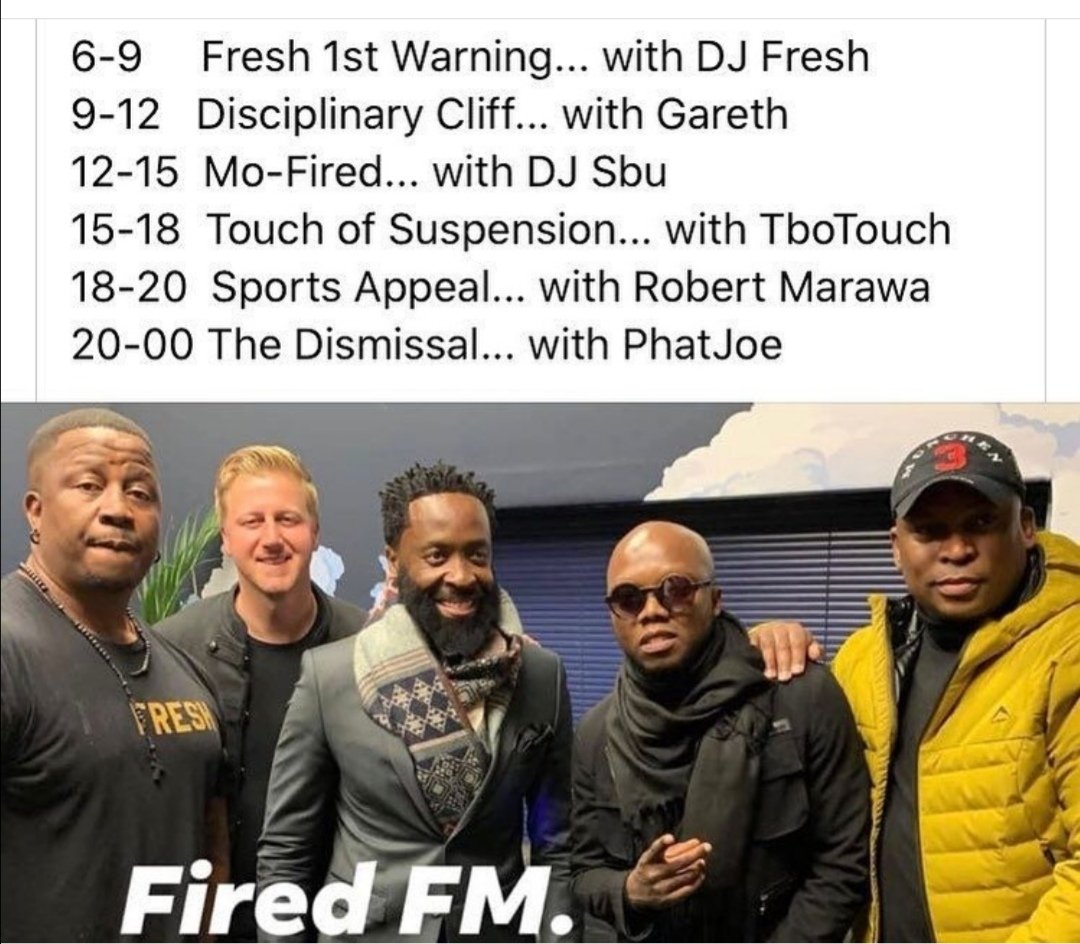 Now that Robert has also joined the Fired Squad. How many of you would love to see this Radio Station happen and which sisters would you recommend to join these 🐐s on the line up? 😂

@DJFreshSA @GarethCliff @iamtbotouch @robertmarawa
@TheRealPhatJoe
#TheMediaAvengers