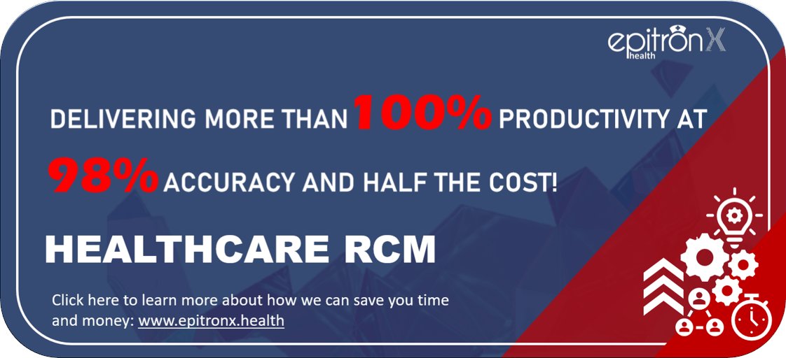 epitronx's tweet photo. Stop wasting hours with manual efforts and higher FTE's. Eliminate manual tasks and errors by partnering with EpitronX Health. We deliver trusted &amp; simplified automation solutions that works 5.5X times faster than manual processing. This can grow your revenue rapidly. https://t.co/0hfDh7LmUc