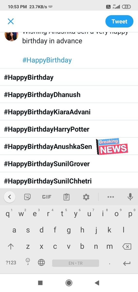 AnushkaIdol's tweet photo. Our hashtag is coming in suggestions speed up guys 

"Increase retweet speed" pls all pls we need to do this for anushka 

#HappyBirthdayAnushkaSen https://t.co/4TTRXQrUgt