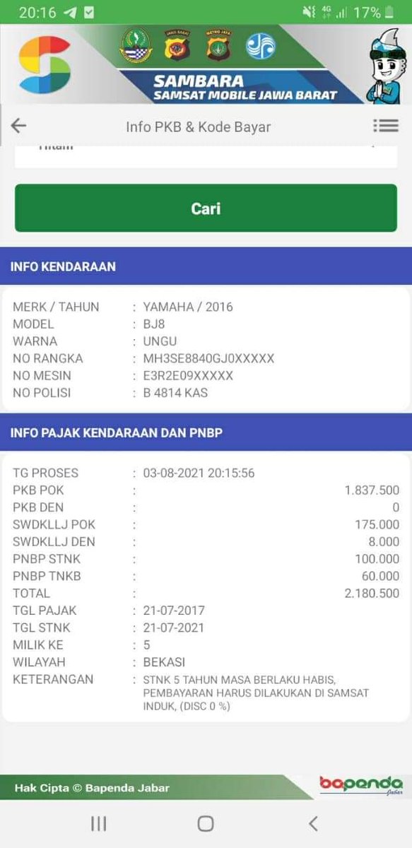 Coba dlm masa pandemi ini kita saling waspada 
❌WARNING❌
Perampasan HP depan rumah, 
Rawalumbu jembatan 3
Motor Mio Fino ungu 
B 4814 KAS