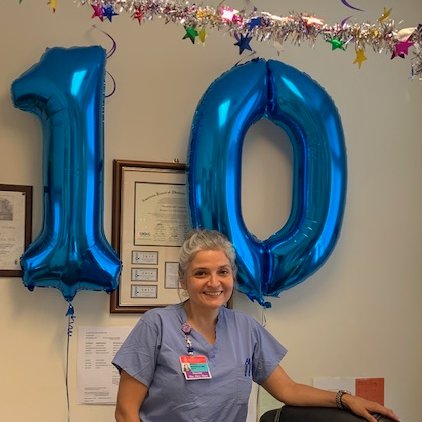 BIDMC_ObGyn's tweet photo. Today the OBGYN team in Chelsea recognized Dr. @MendiolaMIT who is celebrating 10 years of service to BIDMC patients in Boston and Chelsea! Thank you, Dr. Mendiola, for all that you do for our patients, colleagues and community. #milestone #happyanniversary https://t.co/UzRxXivO89