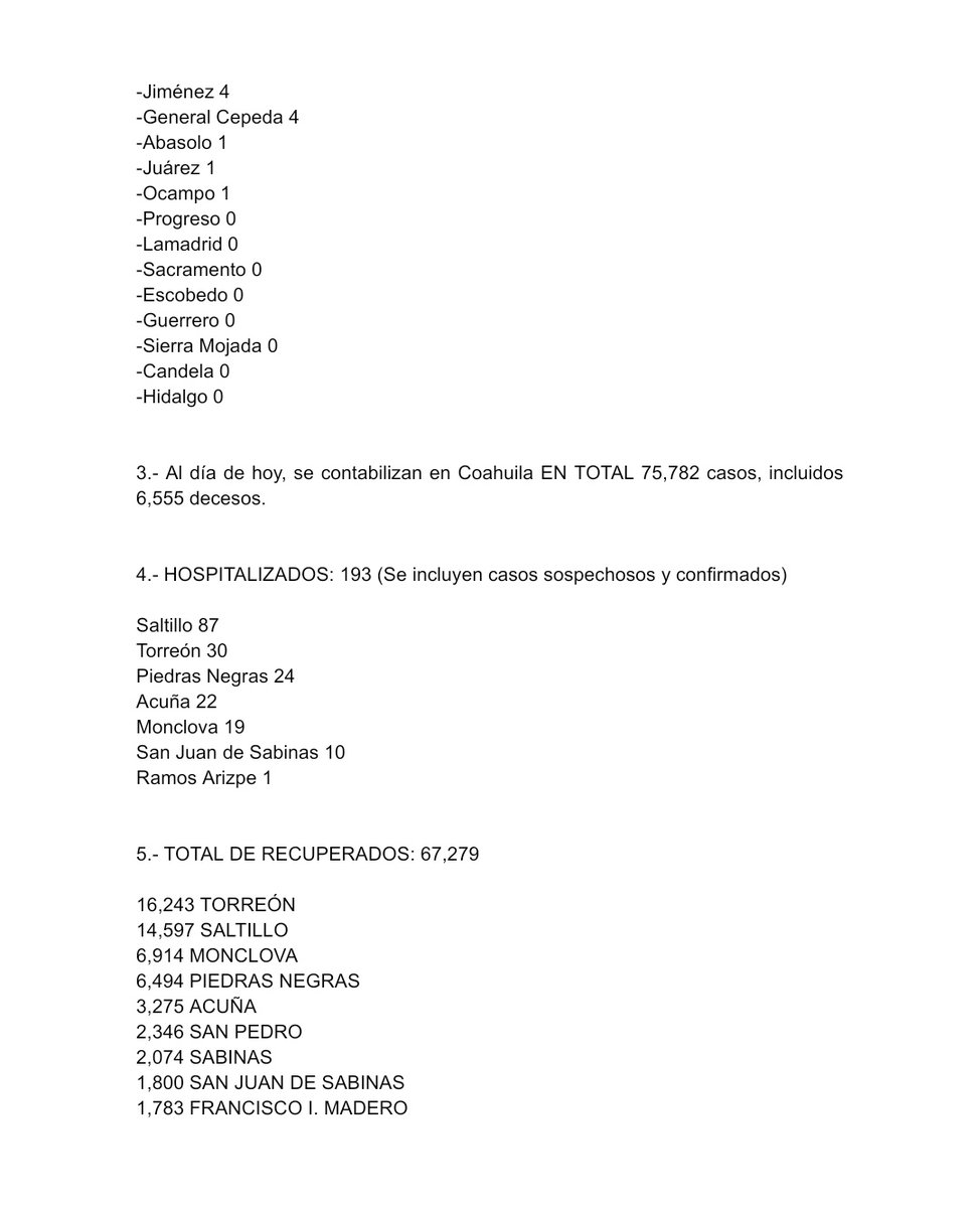 GobDeCoahuila's tweet photo. 📍#REPORTE #COAHUILA DEL PLAN ESTATAL DE PREVENCIÓN Y CONTROL #COVID_19

• Actualización 🗒️ martes 3 de agosto.

 Con motivo de mantener a la población informada de los principales avances del Plan Estatal de Prevención y Control COVID-19, la @SS_Coahuila informa: https://t.co/LzLHXrbfvs