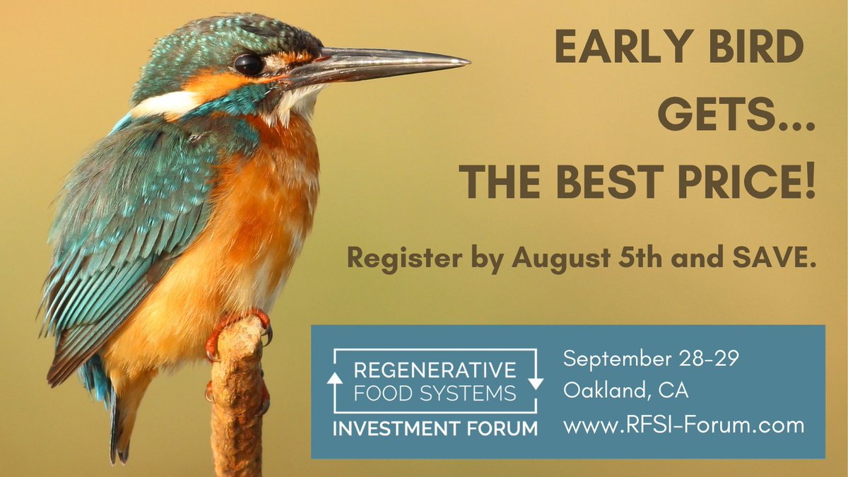 Our IN-PERSON RFSI Forum is coming up on September 28-29 and our lowest pricing is available through this Thursday only! 
Learn more and register today: rfsi-forum.com/current-forum/

#regenerativeagriculture #foodsystem #investment #climatechange #farming #farmland #impactinvesting