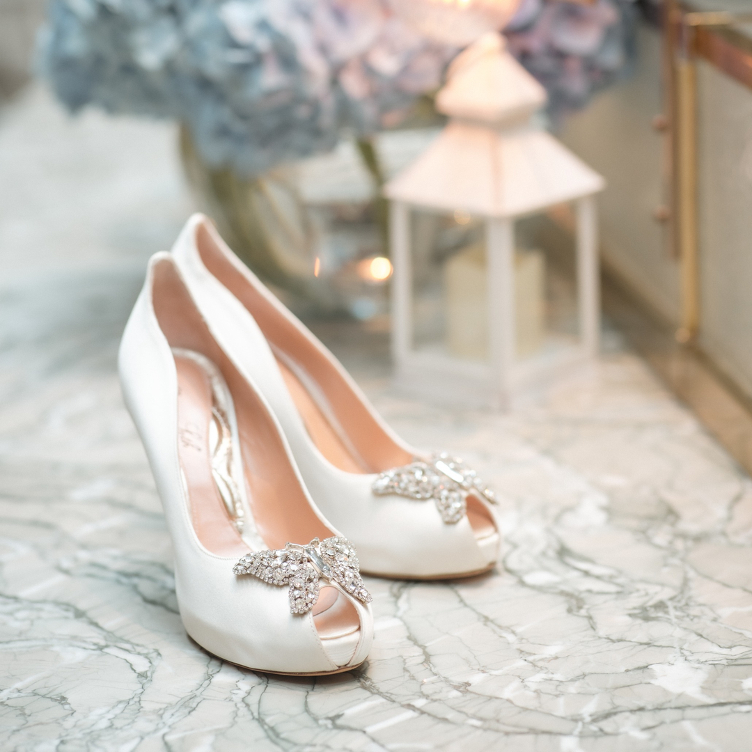 "If I ever let my head down, it will be just to admire my shoes"- Marilyn Monroe✨

These beautiful shoes by <a href="/arunaseth/">Aruna Seth</a> were featured alongside our custom made couture gowns at Fortnums at the Royal Exchange.  Step into your wedding fantasy by visiting shimmeringivory.co.uk