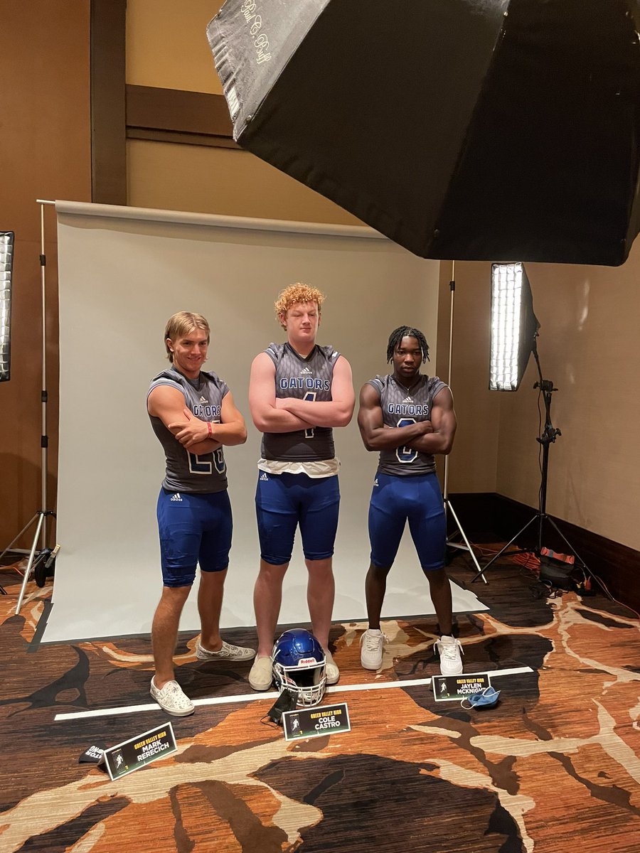 LasVegasSun's tweet photo. .@gvfootball702 players Mark Rerecich, Cole Castro and Jaylen McKnight #sunstandout https://t.co/z7cneEJvFz