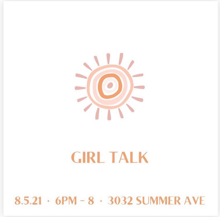 Mark your calendars ! Thursday 8/5 we are having Girl Talk. July was a tough month for us at Terra Cotta. We appreciate our village and everyone who supports us ! Come chill, vent, breathe and just be 🧡