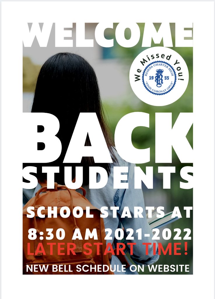 We are looking forward to seeing you all at orientation next week! Check the website for our new bell schedule with a later start time at 8:30am!