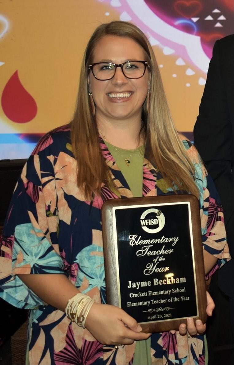 From <a href="/WFISDschools/">Wichita Falls ISD</a> TOY to the <a href="/Region9ESC/">Region 9 ESC</a> Elementary Teacher of the Year! Congrats <a href="/JaymeTeachWF/">Jayme Beckham</a>! #iamwfisd <a href="/JesseThomas599/">Jesse Thomas, Ed.D</a>