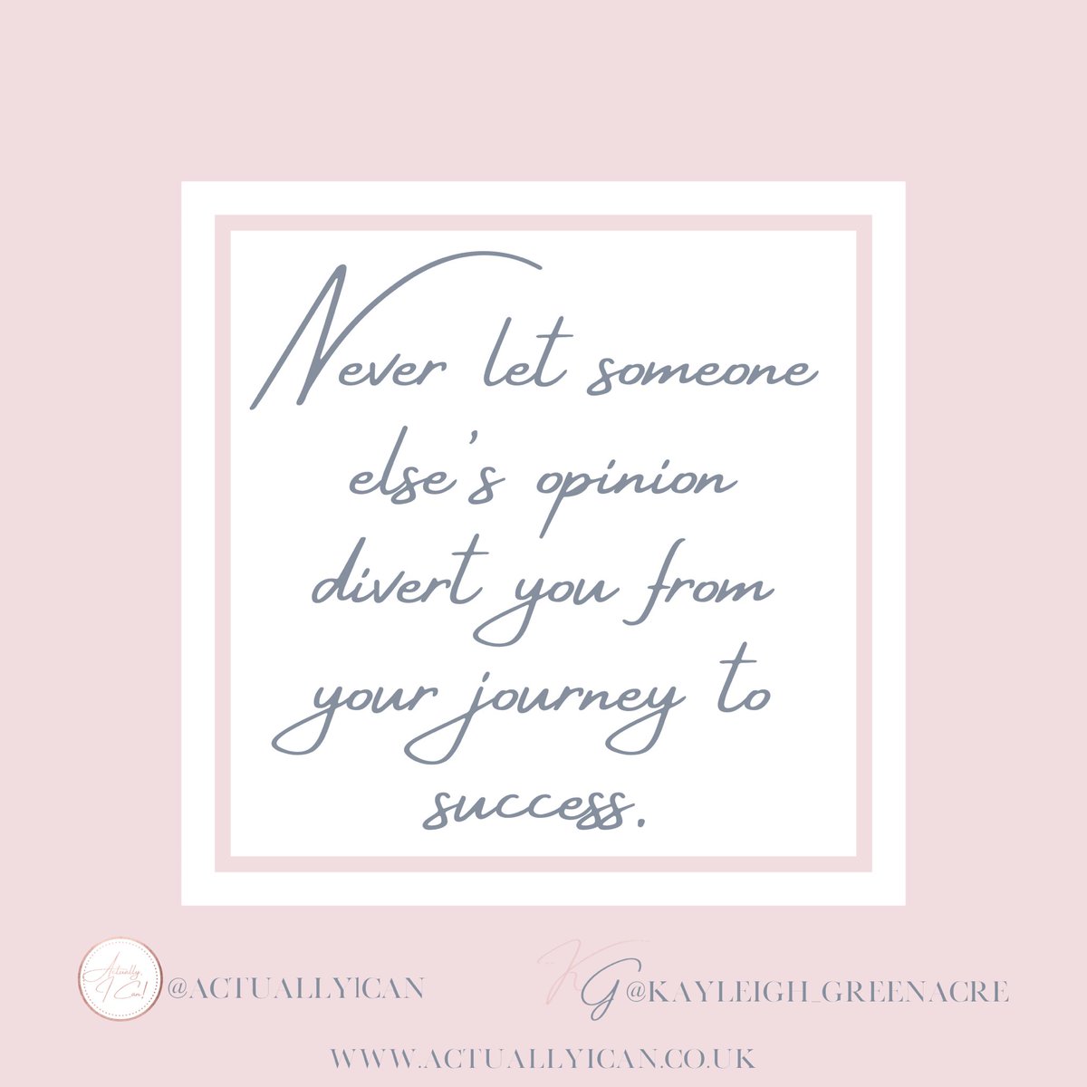 It doesn’t matter what other people think because they are not YOU! 

Focus your mindset on your goal, on the outcome, on reaching that goal…and keep working for it…every, single, day! No one understands your vision like you do. 

#actuallyican #growthmindset #positivemindset