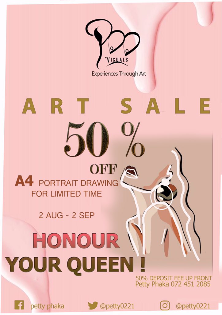 This month celebrate incredible 
 women in your life ,promotion brought to you by PM Visuals .

Was R 1000.00  Now R 500.00

See  poster for more information #@petty0221. *PLEASE SHARE*
#PodcastandChill #Somizimustfall #skeemsaam #kukupredictmyfuture #etvScandal