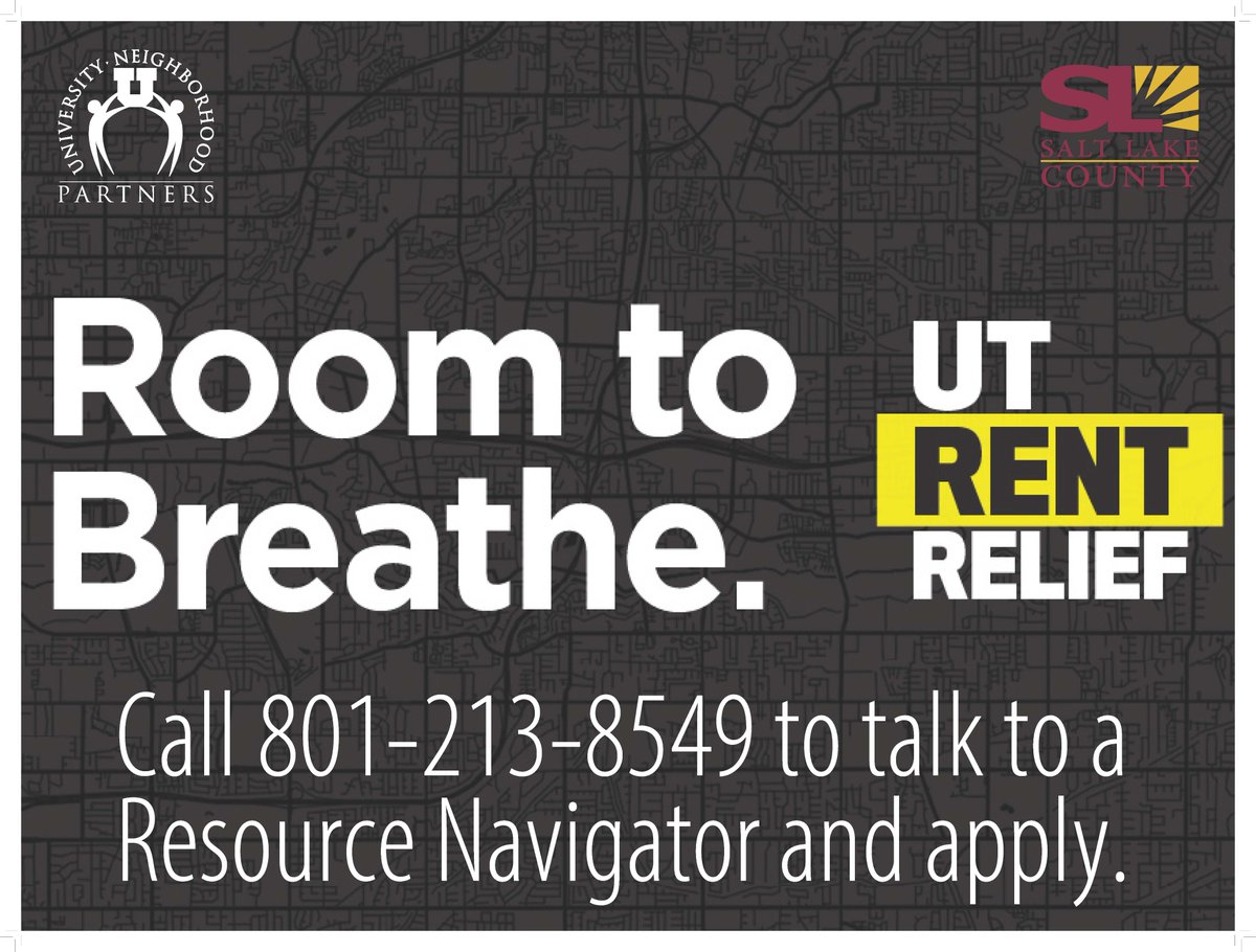 The eviction moritoriam has ended, but there's still help available. UNP has a team of folks working with the Emergency Rental Assistance Program. Call 801-213-8549 to talk to a Resource Navigator who can help you apply for UT Rent Relief. #unpslc #saltlakecounty #utrentrelief