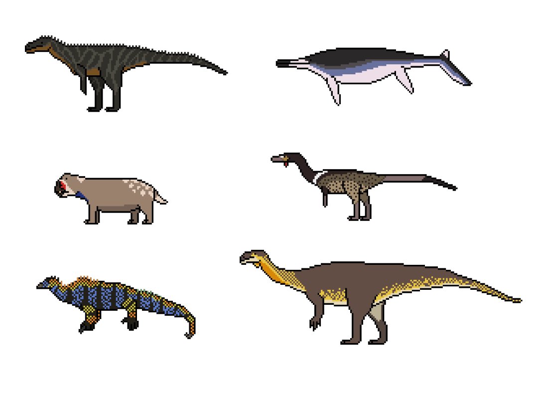 POTPdeluxe's tweet photo. Round 1 of #triassicweek skins, featuring species already revealed! Here’s just a sampler of what’s yet to come, celebrating perhaps the least appreciated of the three eras of the Mesozoic! https://t.co/87H4p9o7eB