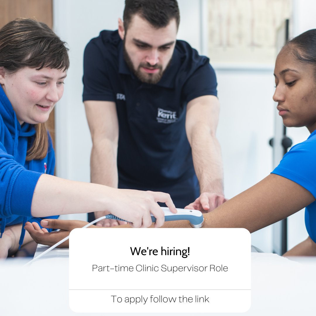 SRCKent's tweet photo. Opportunity to work with us as a part-time clinic supervisor within the University of Kent, School of Sport &amp; Exercise Sciences. 

Find out more and apply here: https://t.co/MAWiWJ5BWd https://t.co/Oe1l4ruUJh
