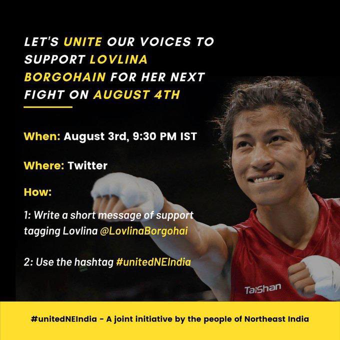#unitedNEIndia
Good luck and tons of best wishes. GOD BLESS. 
<a href="/LovlinaBorgohai/">Lovlina Borgohain</a> 
#Tokyo2020   #TeamIndia
