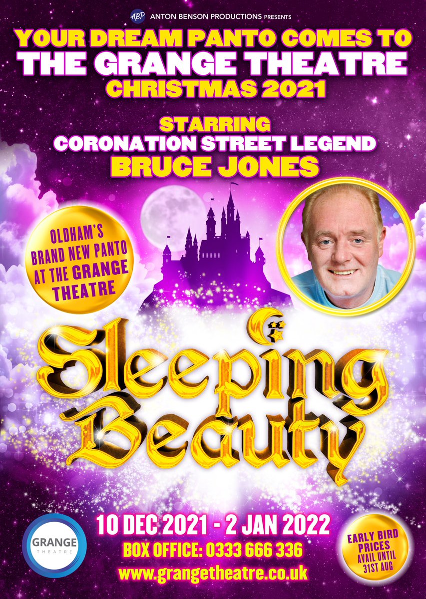 OLDHAM GRANGE THEATRE PANTO STAR CASTING NEWS!
We’re delighted to announce that Corrie legend <a href="/Brucejonesnew/">BRUCE JONES</a> will be starring in Sleeping Beauty <a href="/Grange_Theatre/">Grange Theatre</a> Oldham. He joins regulars Kate Salmon, Jeffrey Longmore, Chris Jefferies + Enola Dyer. Book now grangetheatre.co.uk