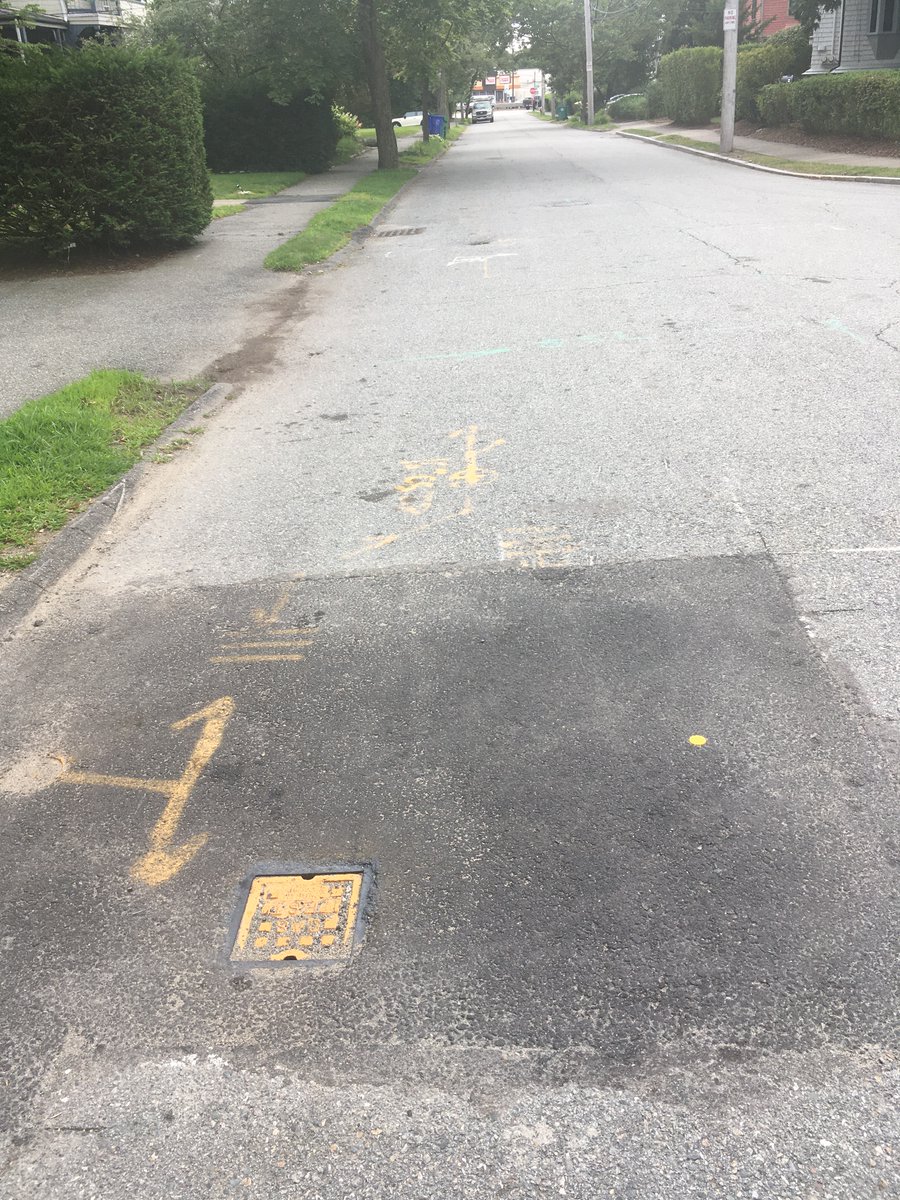 barrybergman's tweet photo. While canvassing on Hartford St., the neighbors pointed out the ongoing natural gas link under the newly paved patch of street in the foreground.  They are also disappointed that they can't get a speed limit sign to slow down traffic. https://t.co/DdsEAWvg68