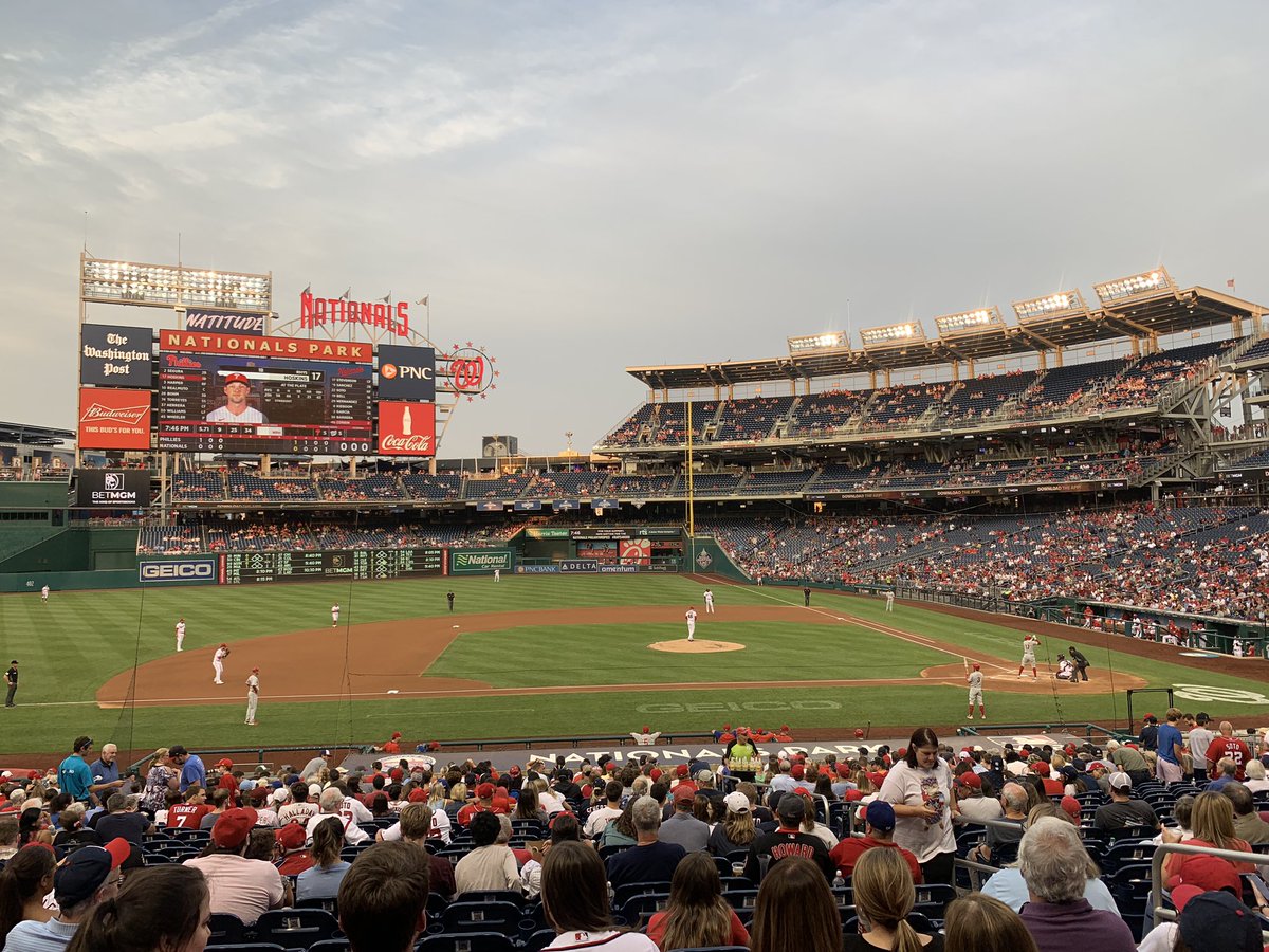 bethfromdc's tweet photo. More often than not we’re surrounded by visiting teams but our seats are still the best. @Nationals #thirdbaseline #bestvantagepoint #NATITUDE #section116 https://t.co/QQYdO8XksZ