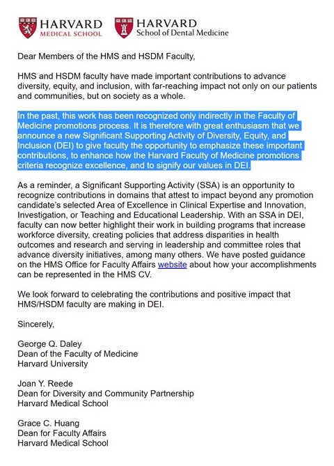 Time to celebrate a WIN for those of us who are doing the hard work of #diversity #equity #inclusion. Announcement📣: @HarvardMed has just made DEI work part of the formal promotions criteria!! Some really deserving people are going to get promoted!👩🏾‍⚕️🧑🏿‍⚕️👩🏻‍🔬🧑🏽‍⚕️ #WomenInMedicine
