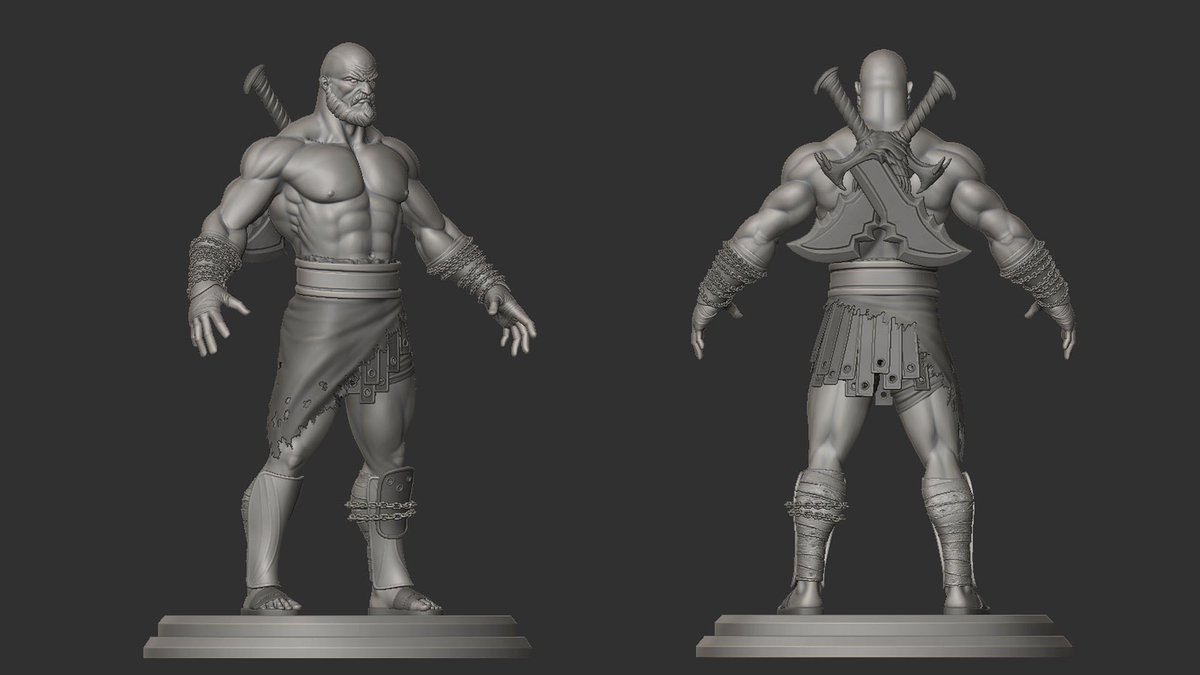 Added the “Blades of Chaos” today.  #zbrush #3dcharacter #3dcharacterworkshop #videogames #3dmodelling #SonyMonicaStudios #GodofWar