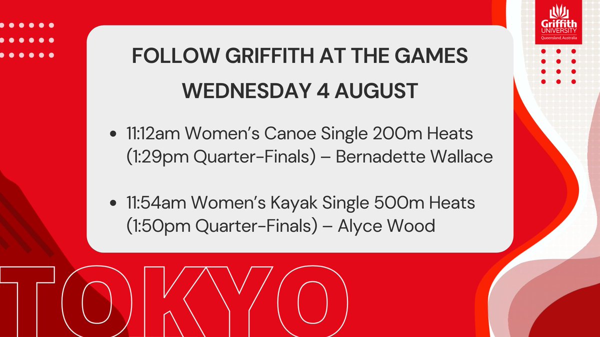 Griffith_Uni's tweet photo. In #Tokyo action today, #GriffithUni have two athletes in contention and both are on the water. Follow Griffith at the #Games. #TokyoTogether #Tokyo2020 #ItsTokyoTime https://t.co/Pic88AhlrK