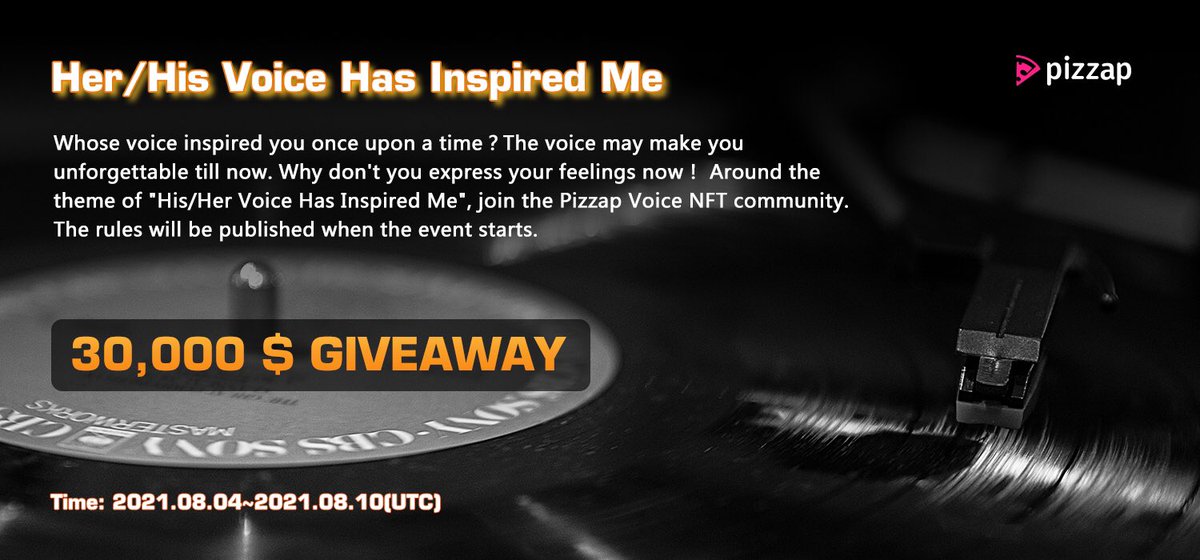 Normal or special voice , when it is online, #NFT makes it more unique.

#Pizzap $30,000 #GIVEAWAY

✅retweet, like &amp; tag
✅follow @pizzap_io
✅join TG t.me/pizzap_io
✅fill in the form

forms.gle/nLDuz3mA7iM3z9…

20 #PNFT (2.5 $ ) each participant