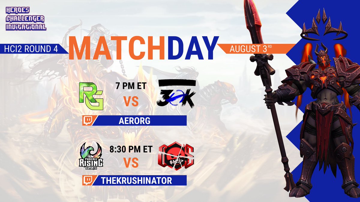 Heroes Challenger Invitational continues tonight. Final week of regular season with semi finals and Finals NEXT Tuesday!! 

<a href="/ReGenHotS/">ReGen</a> vs <a href="/30korg/">30K</a> 7pm ET on twitch.tv/AeroRG 

Followed by:
<a href="/PhoenixRisingE3/">PhoenixRisingEsports</a> vs <a href="/gaming_ccs/">CCS Gaming</a> on twitch.tv/thekrushinator