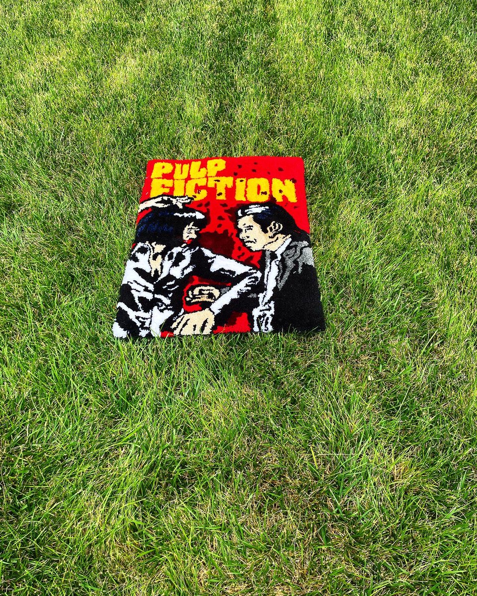 WereMisguided's tweet image. “Now I wanna dance, I wanna win, I want that trophy — so dance good.” -Mia Wallace

Pulp Fiction Rug I did!