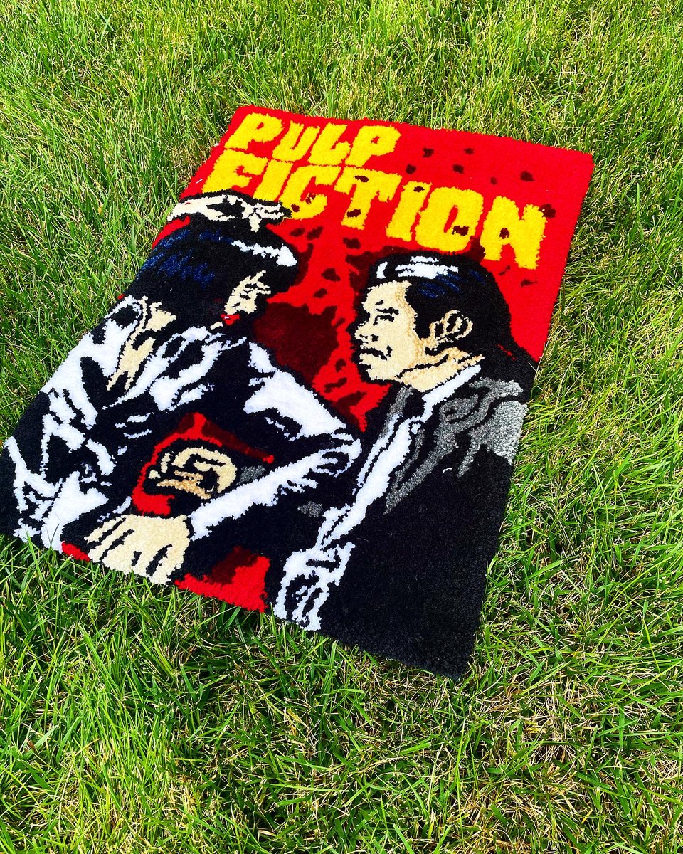 WereMisguided's tweet image. “Now I wanna dance, I wanna win, I want that trophy — so dance good.” -Mia Wallace

Pulp Fiction Rug I did!