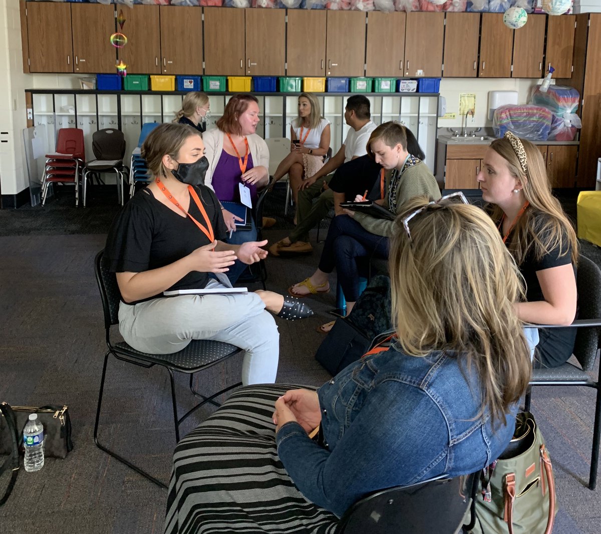 conraddooley54's tweet photo. New Music, Art and PE teachers sharing classroom management strategies, always starting with @simonsinek’s “Why!” #54Back2Best #54InductionWeek #BetterTogether @ErinStegall1 @StevensonArt54 https://t.co/K1pmY1Tvhi