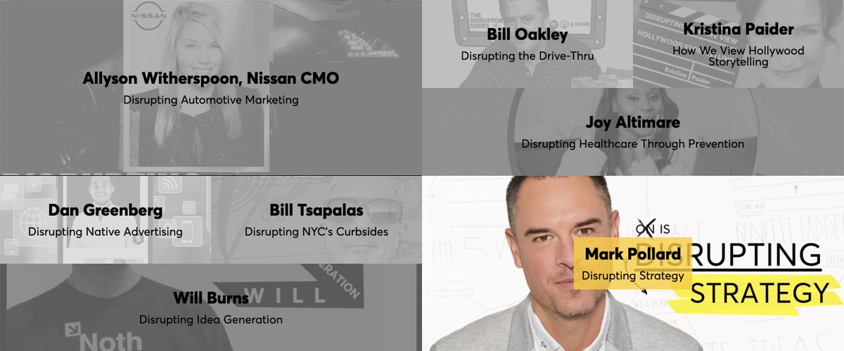 The biggest disruptors in business, culture and life, all in one place. 

Check them out at disruptorseries.com