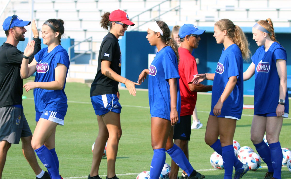 KUWSoccer's tweet photo. ⚽️It's great to be back at the pitch at RCP, first practice is in the books. 

🗓️ 8.13.21 vs. Kansas City // https://t.co/c8tJD54KKI

#KUsoccer https://t.co/EAVPULaH62