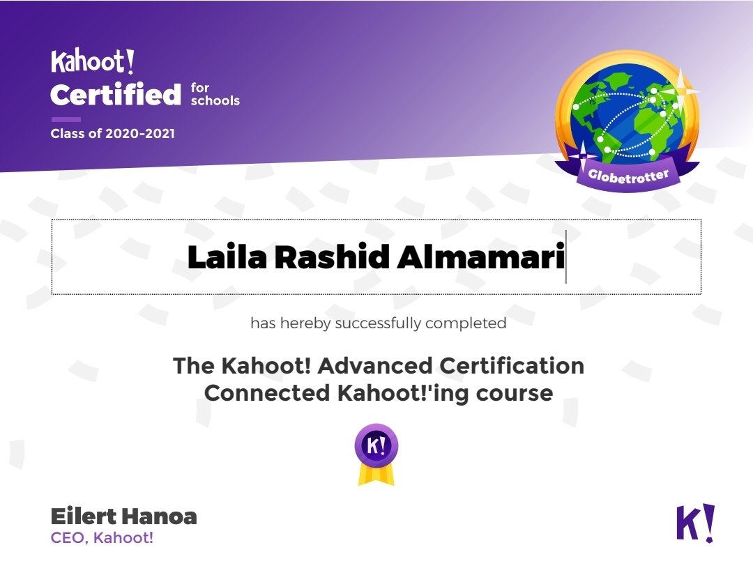 almalak9957's tweet image. I’ve become a Globetrotter with the @GetKahoot #AdvancedCertification Connected Kahoot!’ing course! 🌎 Learn more 👉 kahoot.com/certified