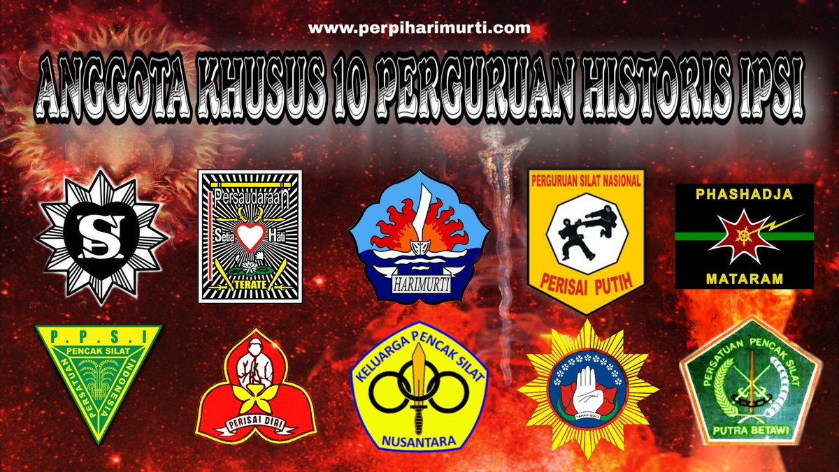perpiharimurti's tweet photo. "10 PERGURUAN HISTORIS PENDIRI IPSI"

Dalam sejarah terbentuknya ipsi tidak bisa lepas dari peran aktif perguruan-perguruan silat di tanah air. Ada sepuluh perguruan silat yang membidani lahirnya ipsi,
Perguruan-perguruan silat tersebut yaitu: https://t.co/Nh8sSPI8vd