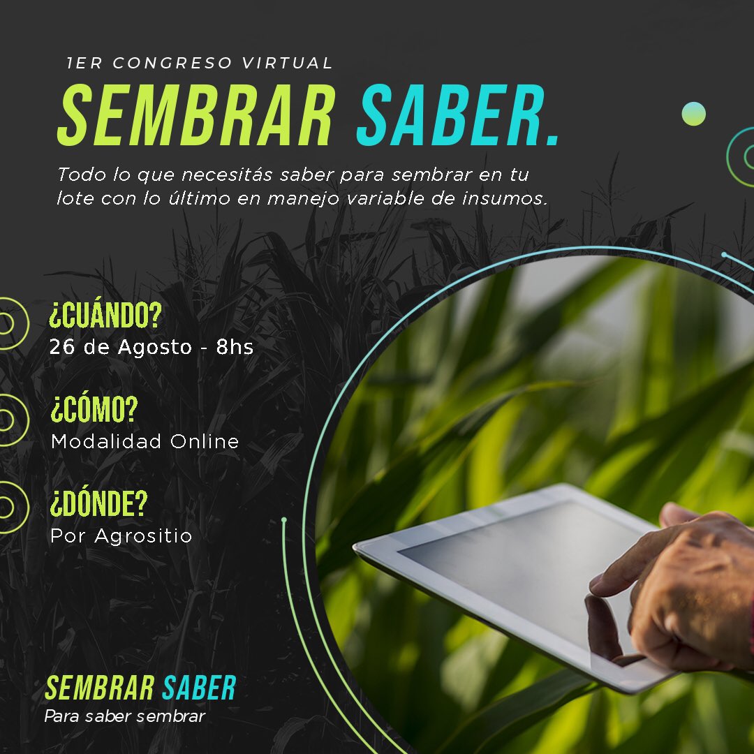 Sembrar Saber para saber sembrar, el congreso con lo último sobre manejo variable de insumos.

Inscribite acá sembrarsaber.com.ar/index.html