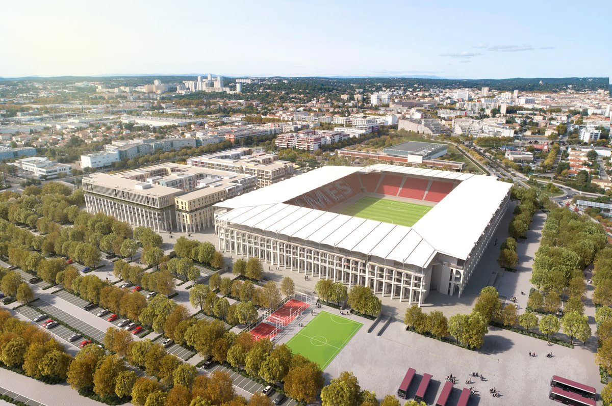 🔴⚪📸 Voici un des nouveaux visuels du <a href="/StadeNimes/">Nouveau Stade Nîmes</a> dévoilés par <a href="/OpaliaUrbanWork/">OPALIA</a>, société en charge de la promotion immobilière du quartier.

🏟 La consultation au grand public sur le nouveau stade du Nîmes Olympique sera elle lancée mi-septembre avec d'autres plans du quartier.