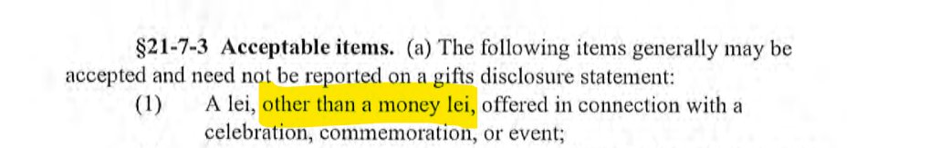 StaceyHScholl's tweet photo. State ethics rule humor at its best. Thanks for the laugh, Hawaii. https://t.co/mKQNoQWUQM