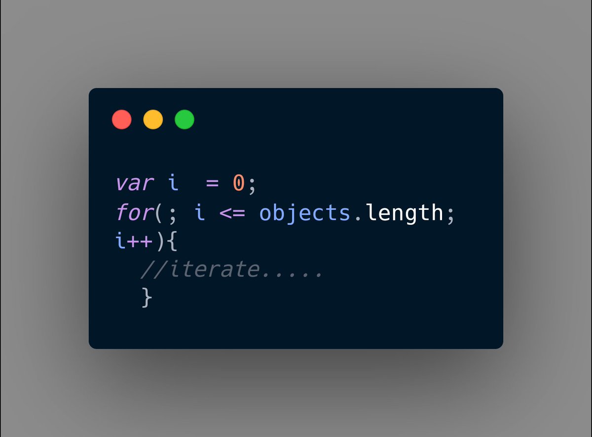 Odiidanny's tweet image. – Don’t forget var keyword when assigning a variable’s value for the first time.
Assignment to an undeclared variable automatically results in a global variable being created. Avoid global variables.
#Javascript_tips