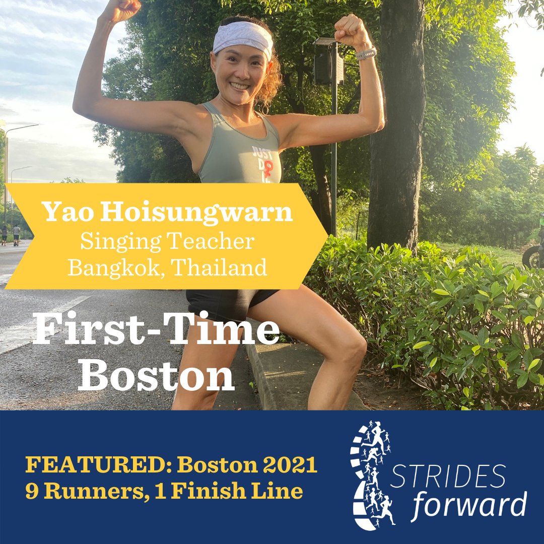 WomenRunStories's tweet photo. Meet the 9 women featured in our Road to Boston series.
First up is Yao Hoisungwarn (@yaolovestorun), a singing teacher from Bangkok, Thailand. This will be her first Boston.
#stridesforward #runner #running #runningwoman #runningpodcast #bostonmarathon #boston2021 https://t.co/GFXxGvOu9D