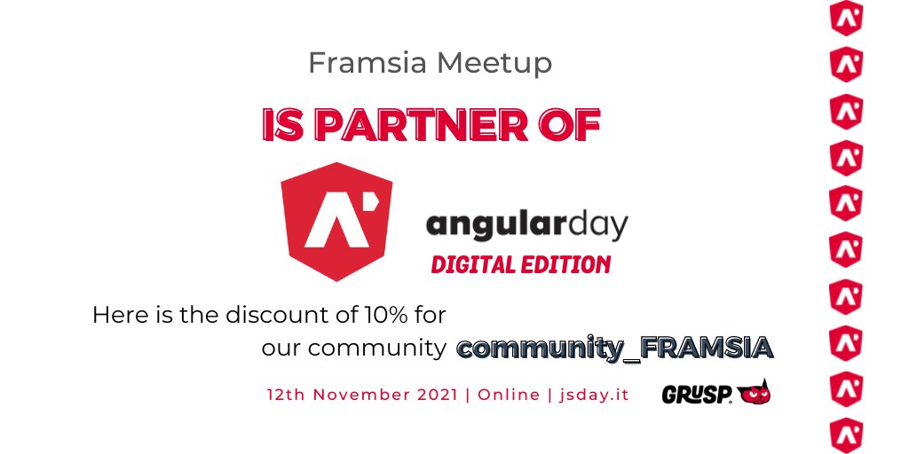 📢 Framsia is <a href="/angularday/">angularday | November 21, 2025| Verona</a> partner !
Use our discount code to get your ticket 👉 community_FRAMSIA

All details on angularday.it

#angular #angularjs #angularday