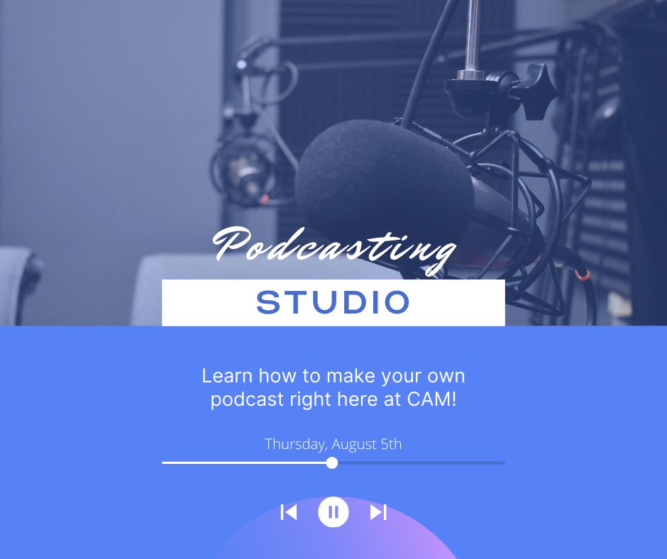 CAMEriePA's tweet photo. Have you signed up yet for our Podcasting Studio class? Learn all the ins and outs of podcasting and how you could make your very own show here at Community Access Media! 

You can sign up for Thursday's class in MCM. https://t.co/dcamX0TXo5
