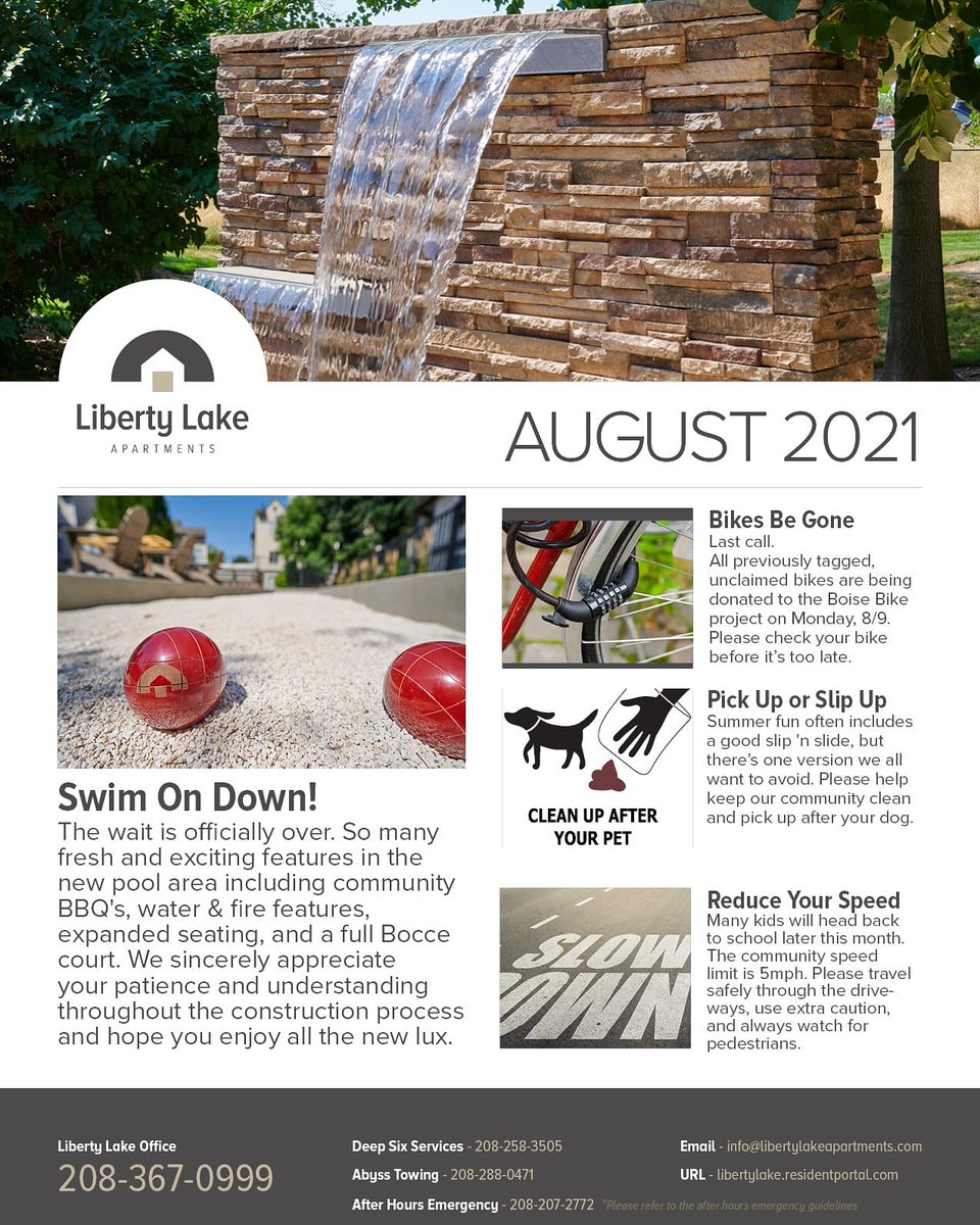 libertylakeapts's tweet photo. 🏊Swimming in with some exciting community news! Check out what's coming up this month.

#LLnews #community #news #newsletter #LLfun #August #newmonth #bikecleanup #giveitaread #importantinfo #thingstodo #Boise #LibertyLakeApartments https://t.co/WYWMXhGMVF