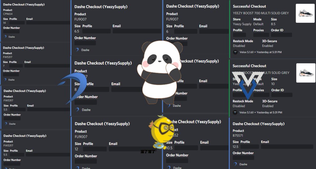 pandapurchases's tweet image. 1x Zebra
3x Cloud Reflective
3x Wave Runner
5x Static Black Reflective
1x Bred
@Dashe @VeloxBots @LEMONPROXY2020 
@CSBotters