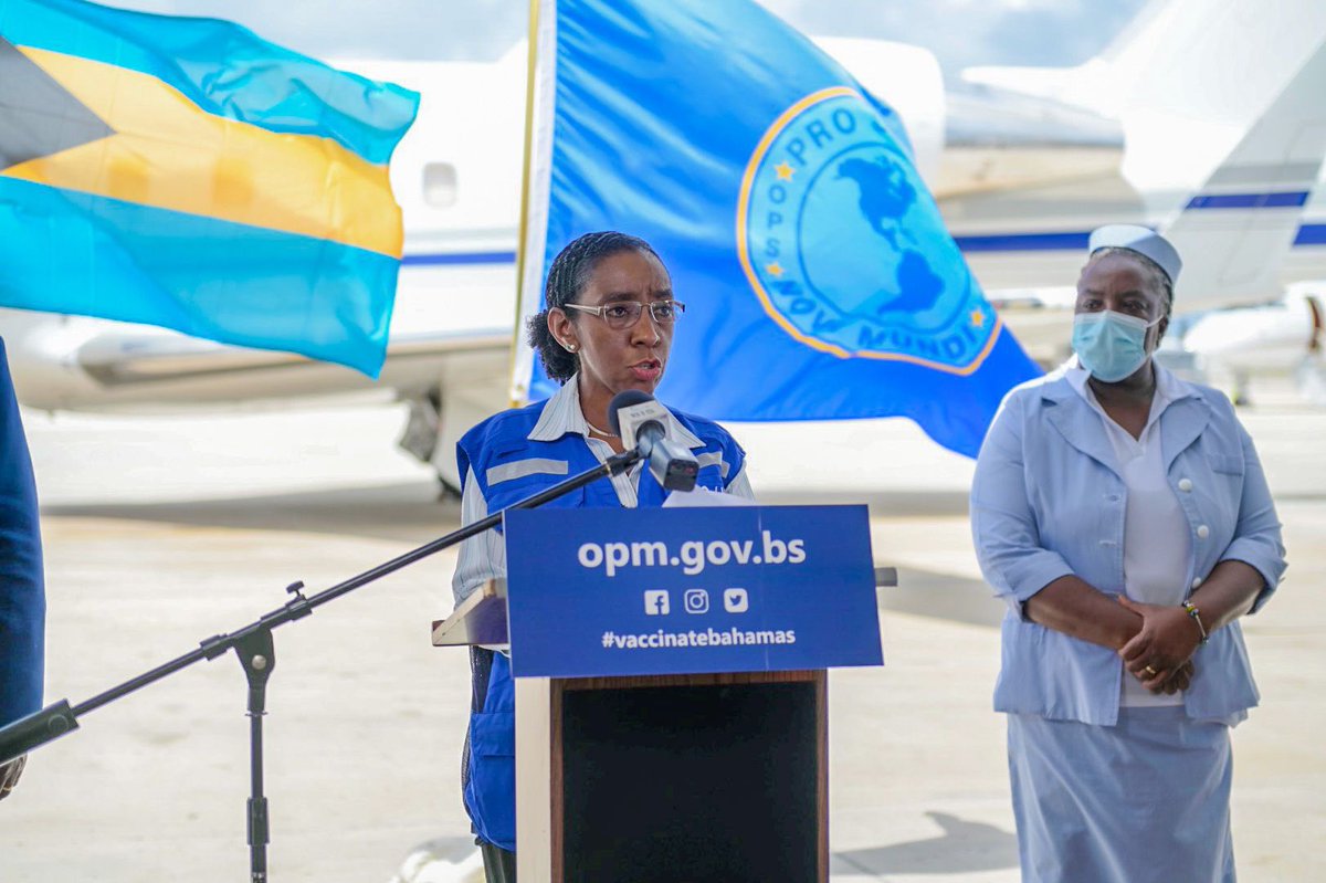 minnis_dr's tweet image. 1/2 Today The Bahamas received 33,600 doses of the AstraZeneca COVID-19 vaccine. This is the third tranche of pre-paid COVID-19 vaccines through the COVAX Facility. Thank you to @PAHOCaribbean for your support.