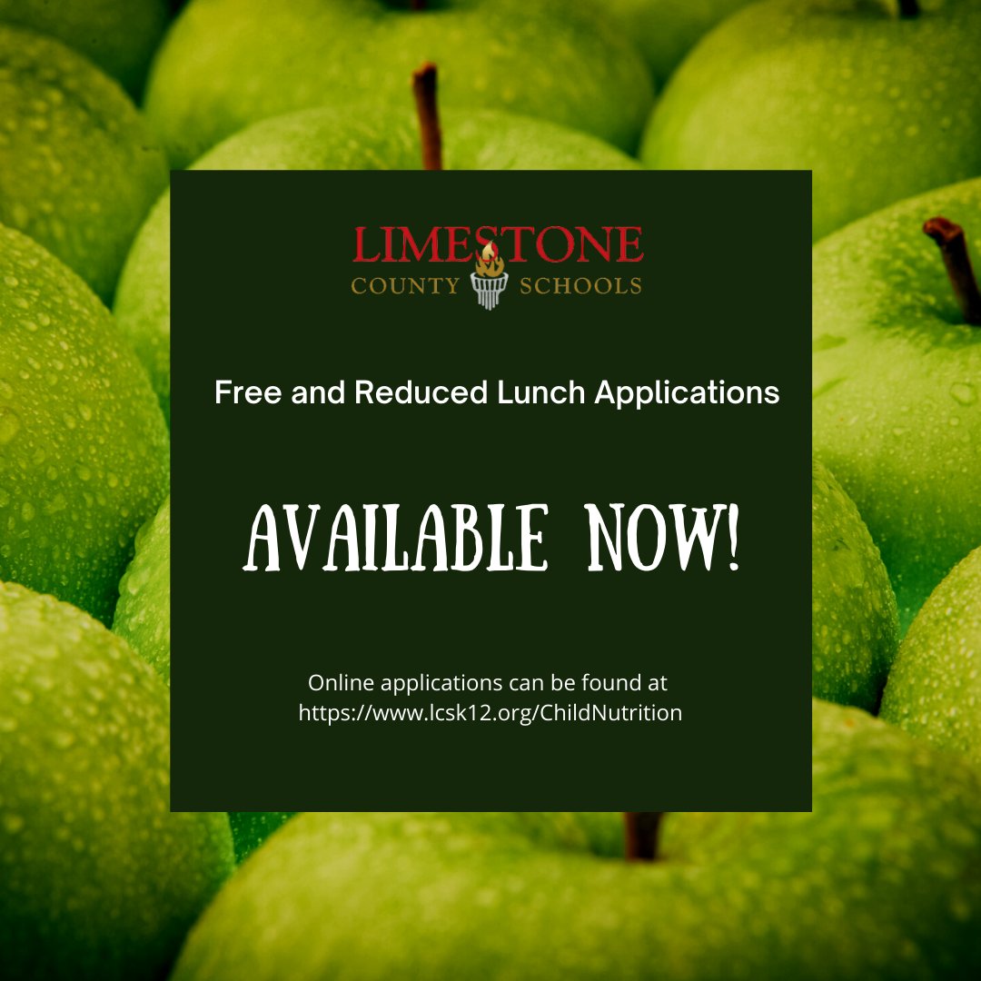 While all of our students will get free breakfast and lunch this year, we still encourage you to take a moment and fill out the free and reduced lunch application. 

These applications are important to our schools, as it helps determine Title I funding for the year.