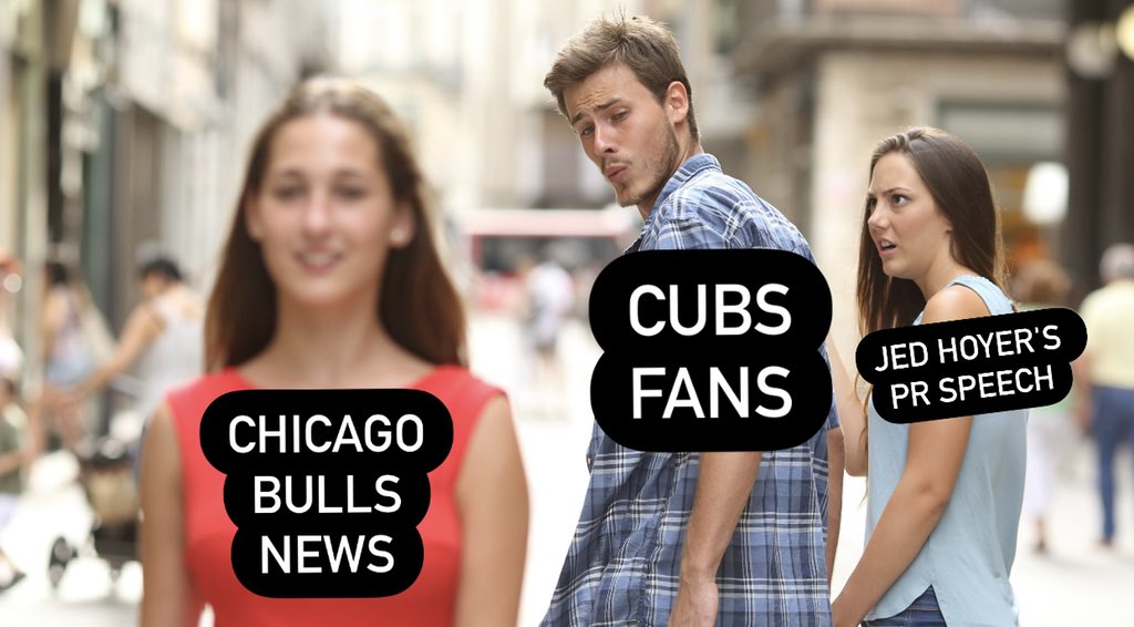 KFidds's tweet photo. I hate it when a calculated PR plan gets disrupted after one day by repeated big news from the city's most successful pro sports franchise. 😂

#cubapart #cubs #bulls https://t.co/1LSXZxfjGW