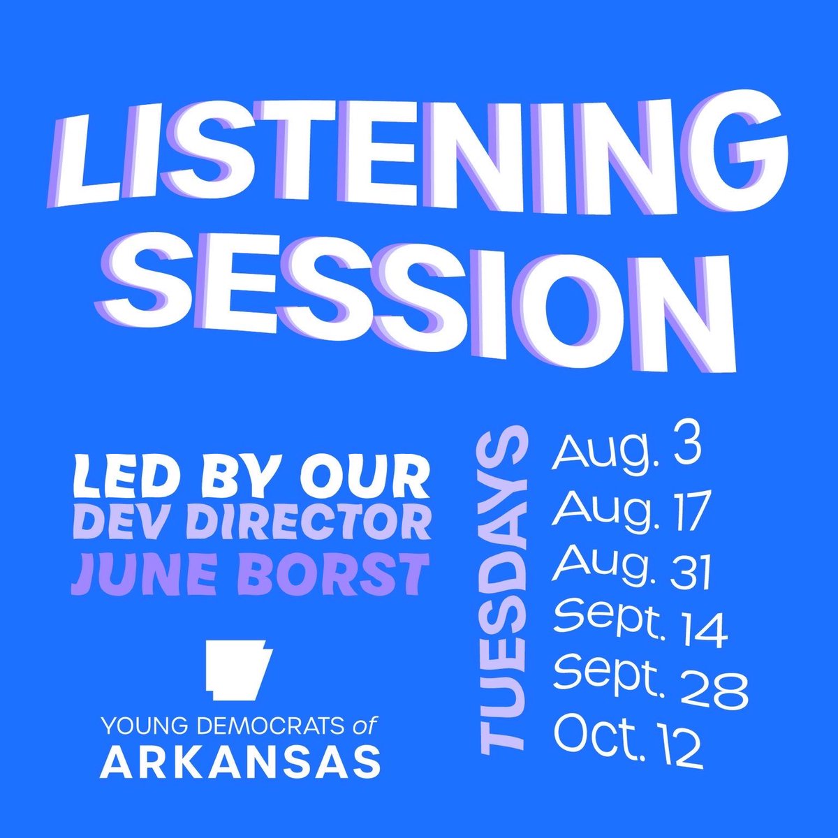 YDAR's biweekly listening session is coming up @ 6 pm CST tonight! Sign up for today's session along with future dates at the link in our bio ⬆️ #ydarkansas #youngdemocrats